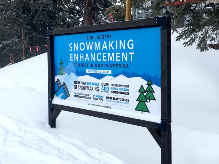 Vail Mountain Snowmaking Enhancement Sign